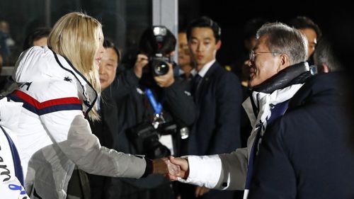 Ivanka Trump meets South Korean President Moon Jae In at Closing Ceremony (AAP)