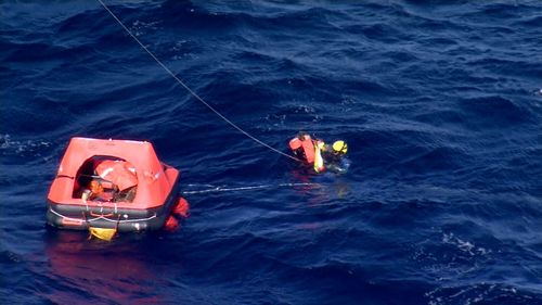 Their shipping vessel started sinking, stranding them.