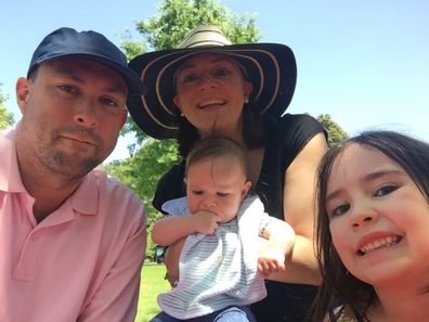 Cath Rushbrooke with Paul and their children before he passed.