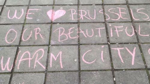 Messages of love and support fill Brussels' streets (Source: Twitter)