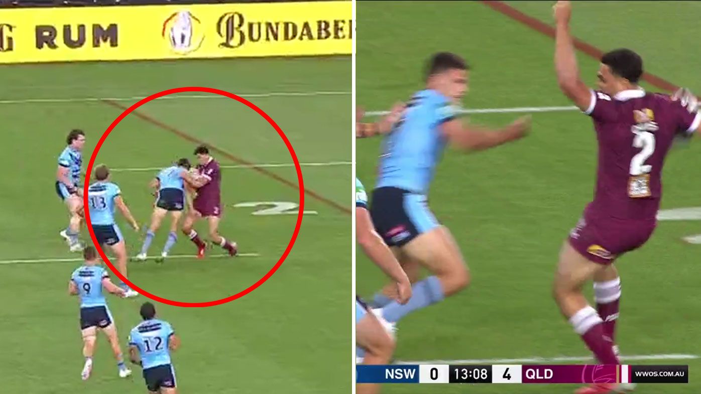 Nathan Cleary could be in trouble for a shoulder charge on Xavier Coates
