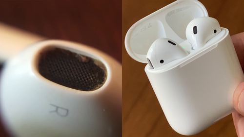 A Dirty pair of AirPods vs a clean pair of AirPods