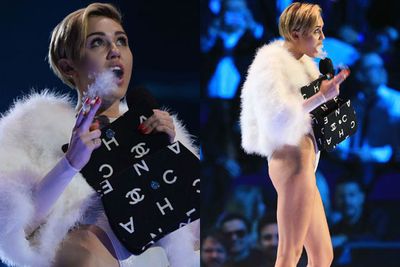 November 10: When at the EMAs in Amsterdam smoke a joint onstage?! That's how Miley celebrated her Best Video win for 'Wrecking Ball', pulling a spliff out of her purse to spark up post-speech. Shock horror! <br/><br/>And after everyone went nuts, Queen Twerker said: "People overthink stuff so much - that's not why I do it. I just did it mostly because I knew the fans in Amsterdam would love it and they started going crazy when I did it, so I knew the whole place would go super wild."<br/><br/>A good wild or a bad wild Miley?! <br/>
