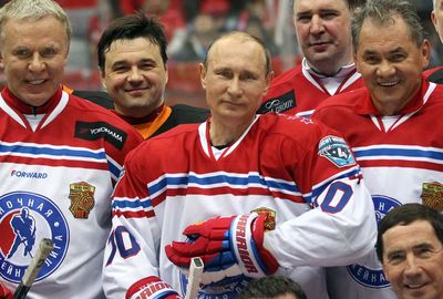<b>Russia's so-called 'Action Man' President Vladimir Putin has provided more ammunition for comics around the world after purportedly dominating an ice-hockey exhibition match .</b><br/><br/>The game featured several former NHL players who were apparently left bamboozled by their leader as he struck eight goals. It's a feat that no professional player has ever managed in a single game.<br/><br/>Naturally, cynics have been quick to pounce...<br/><br/><br/><br/><br/>