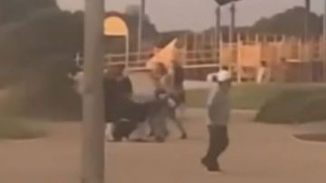 A brawl broke out between families at the St Kilda Adventure Park in Adelaide on Easter Sunday. 
