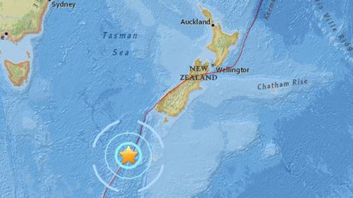 A 5.8 magnitude tremor hit south-west of Invercargill about 50 minutes before the Wellington tremor. (USGS)