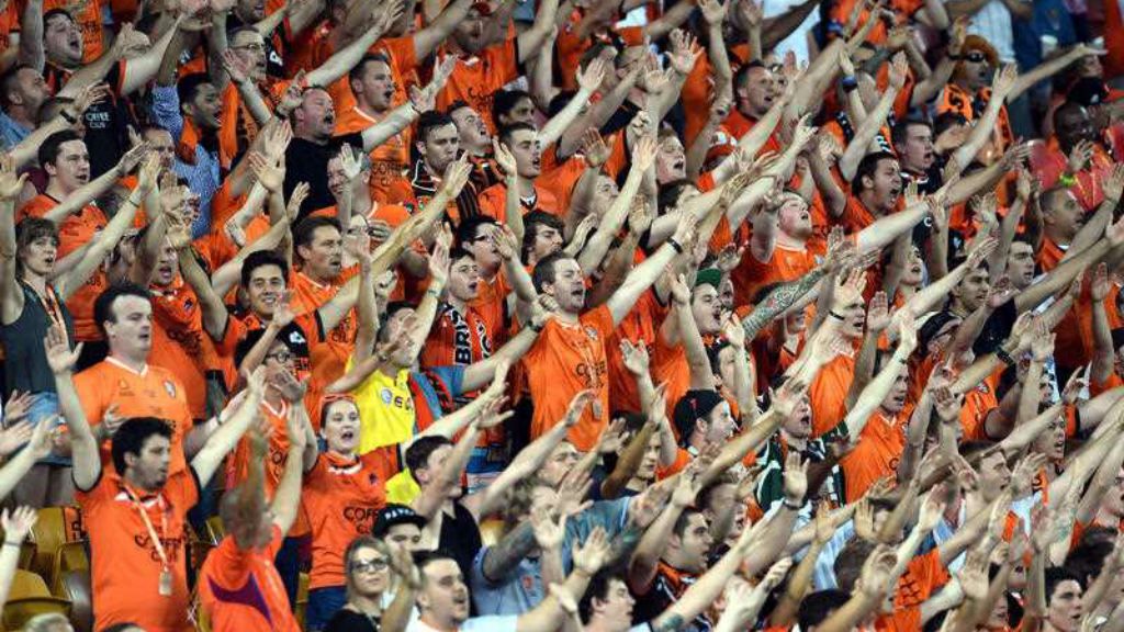 Brisbane fans cheer during the round 13 A-League match between Brisbane Roar and Sydney FC at Suncorp Stadium in Brisbane yesterday. (AAP)