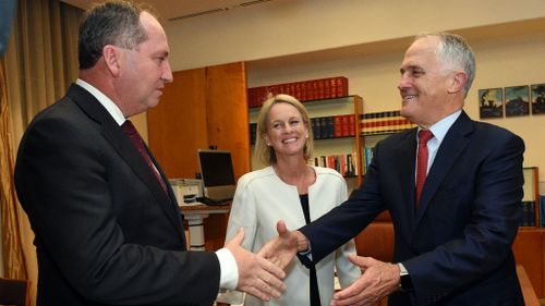 Fiona Nash (centre) said Mr Shorten's comments were "prehistoric". (AAP)