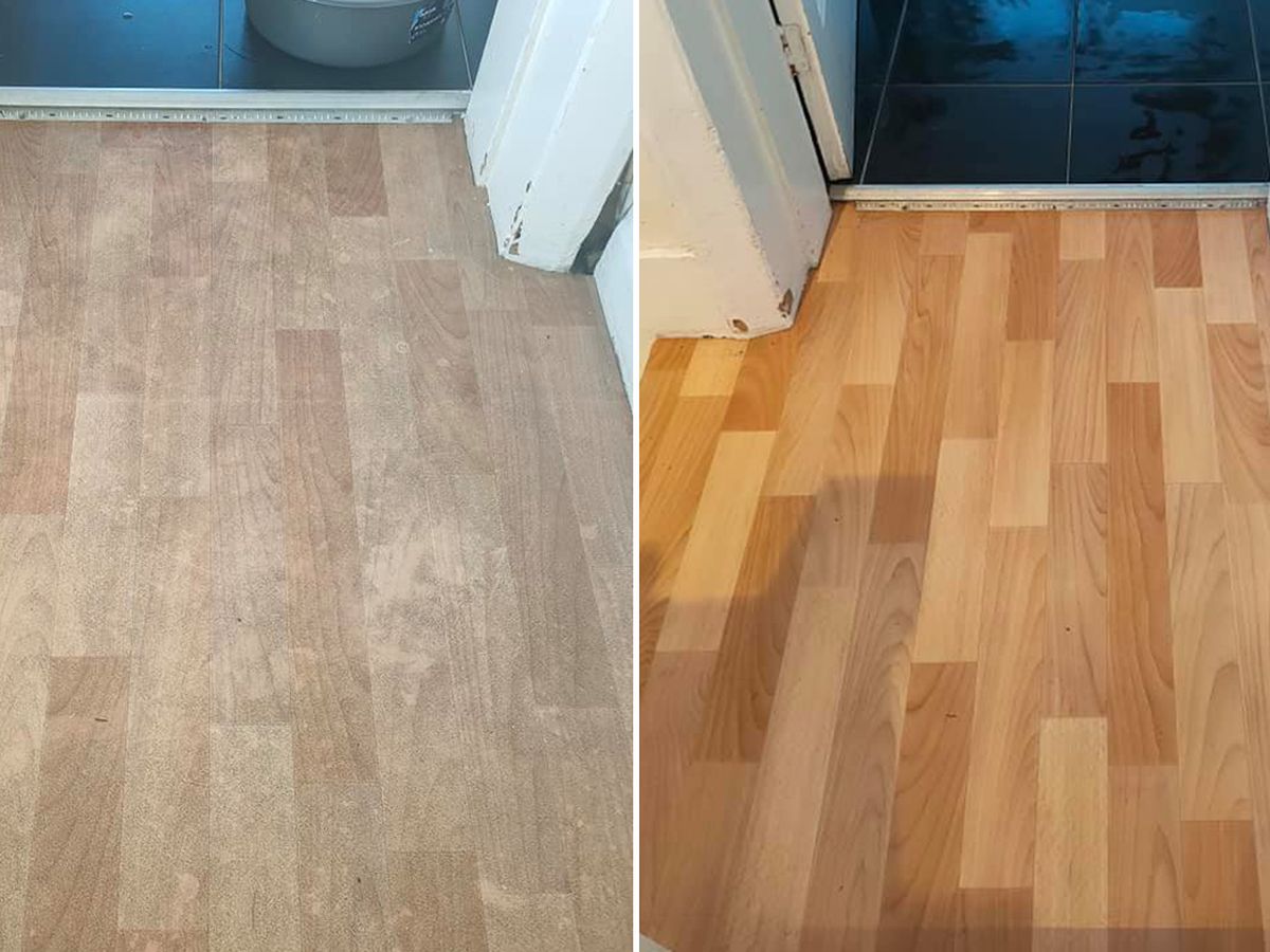 UK woman uses The Pink Stuff cleaning product on lino floors with  incredible results