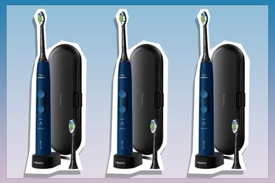9PR: Philips Sonicare Electric Toothbrush on blue and purple background.