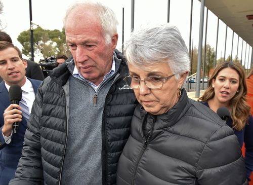 Ms Nicholson outside court with her husband. (AAP)