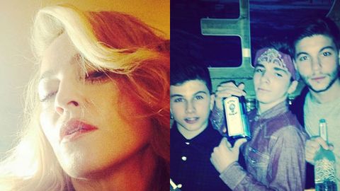 Madonna blasted over photo of 13-year-old son with bottle of gin