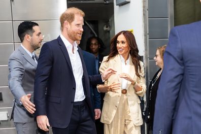 NEW YORK, NEW YORK - APRIL 23: Prince Harry, Duke of Sussex and Meghan, Duchess of Sussex attend the Time100 Summit at Jazz at Lincoln Center in Midtown on April 23, 2025 in New York City. (Photo by TheStewartofNY/GC Images)