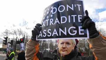 Julian Assange supporters protest outside Woolwich Crown Court in London, Britain, 26 February 2020. 