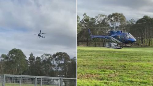 Helicopter that rescued ducklings lands