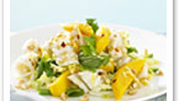 Grilled calamari with mango, coriander, mint and peanuts