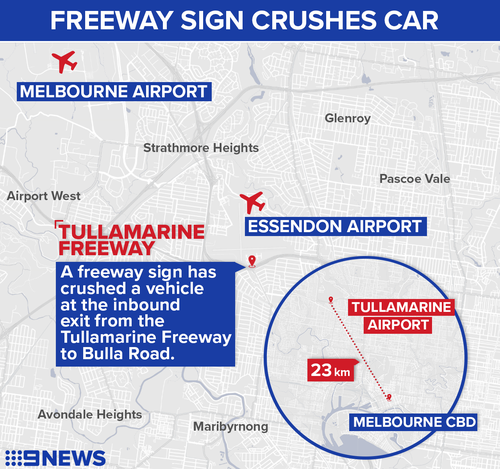 A map showing the location of the fallen sign.