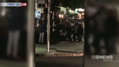 A brawl broke out in Brisbane's Fortitude Valley. (9NEWS)