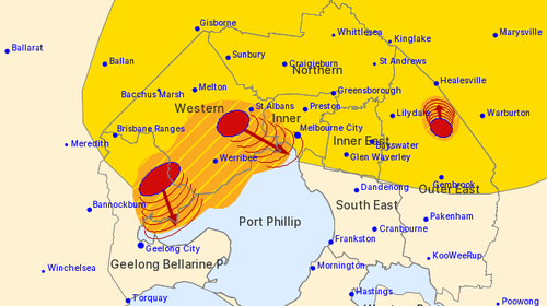 Melbourne is also in the midst of severe weather warnings. 