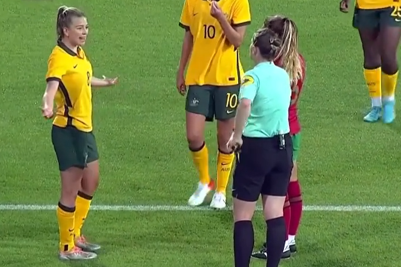 Charlotte Grant was mistakenly given a yellow card by the referee for Courtney Nevin&#x27;s infringement.