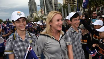 Sally Pearson on the Gold Coast today. (AAP)