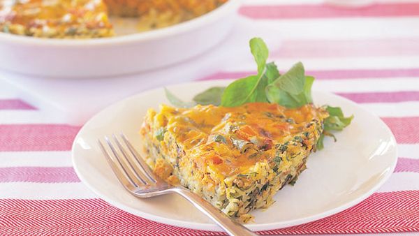 Salmon and vegetable rice pie