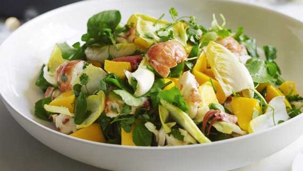 Guillaume Brahimi's marron with a salad of mango, endive and fresh herbs