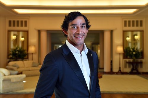 Queensland 2018 Australian of the Year finalist Johnathan Thurston poses for a portrait at a reception at Government House in Canberra. (AAP)