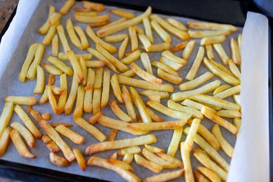 Hot chips in the oven