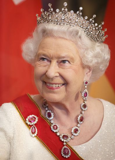 Queen Elizabeth II attends a State Banquet on day 2 of a four day State Visit on June 24, 2015 in Berlin, Germany