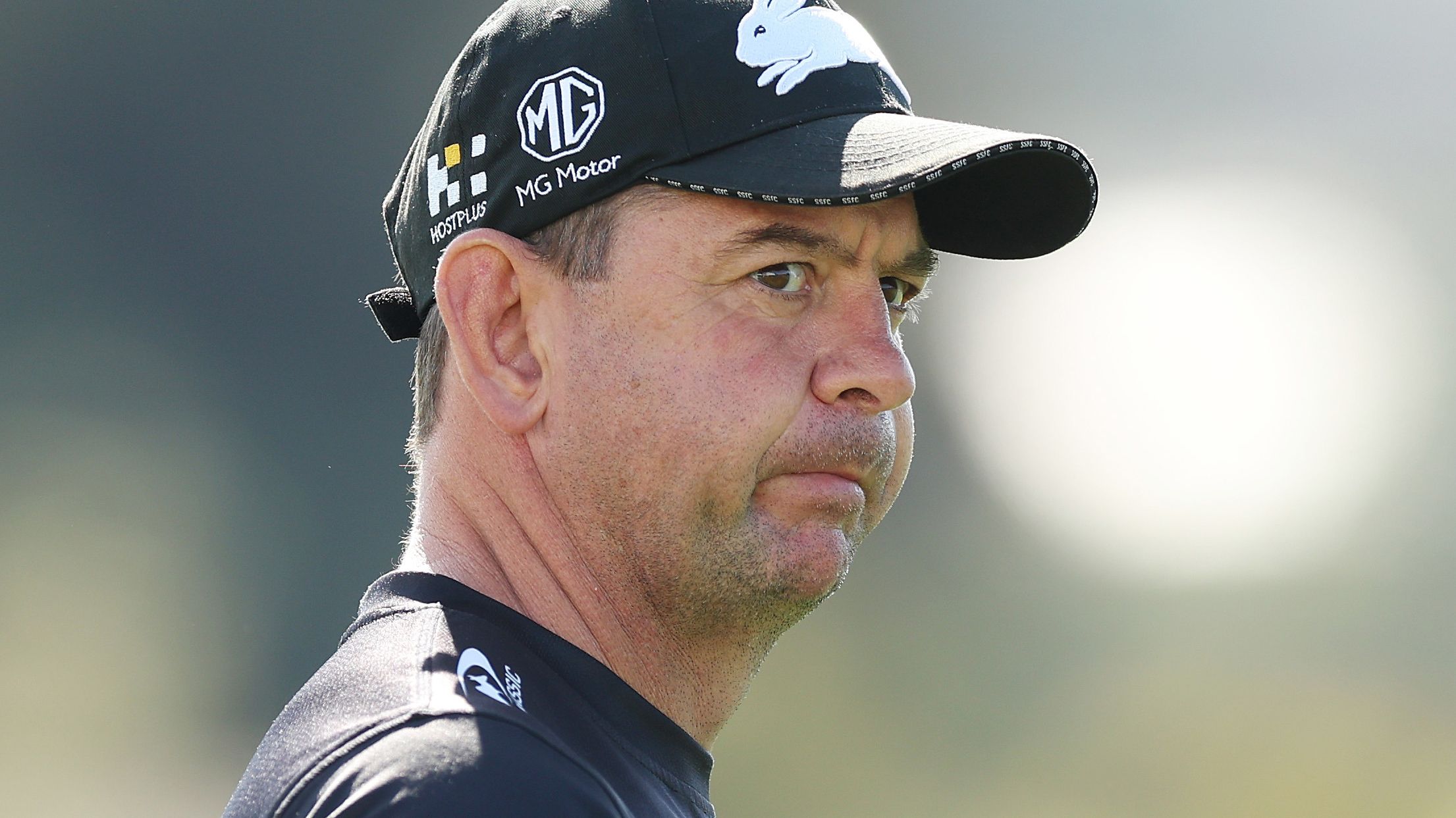 Rabbitohs head coach Jason Demetriou looks on during a South Sydney Rabbitohs NRL Training Session at USANA Rabbitohs Centre on August 29, 2023 in Sydney, Australia. (Photo by Mark Metcalfe/Getty Images)