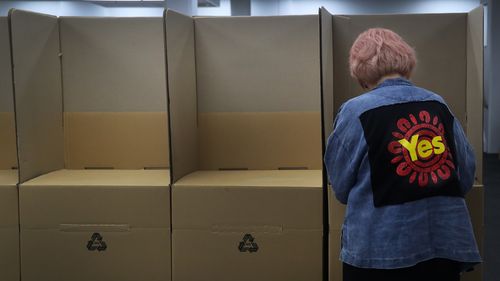 A member of the public casts their vote in the referendum