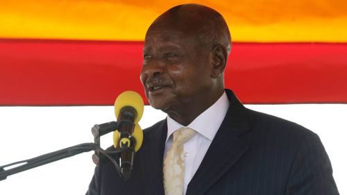 Uganda's President Yoweri Museveni speaks