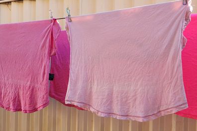 Line drying in the sun has caused these shirts to bleach