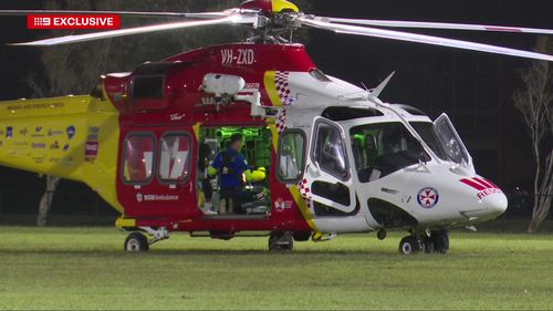 A Westpac Rescue Helicopter on the ground in Ballina.