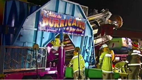 It's believed a piece of the carnival ride came loose and crashed through the car's windscreen. (9NEWS)