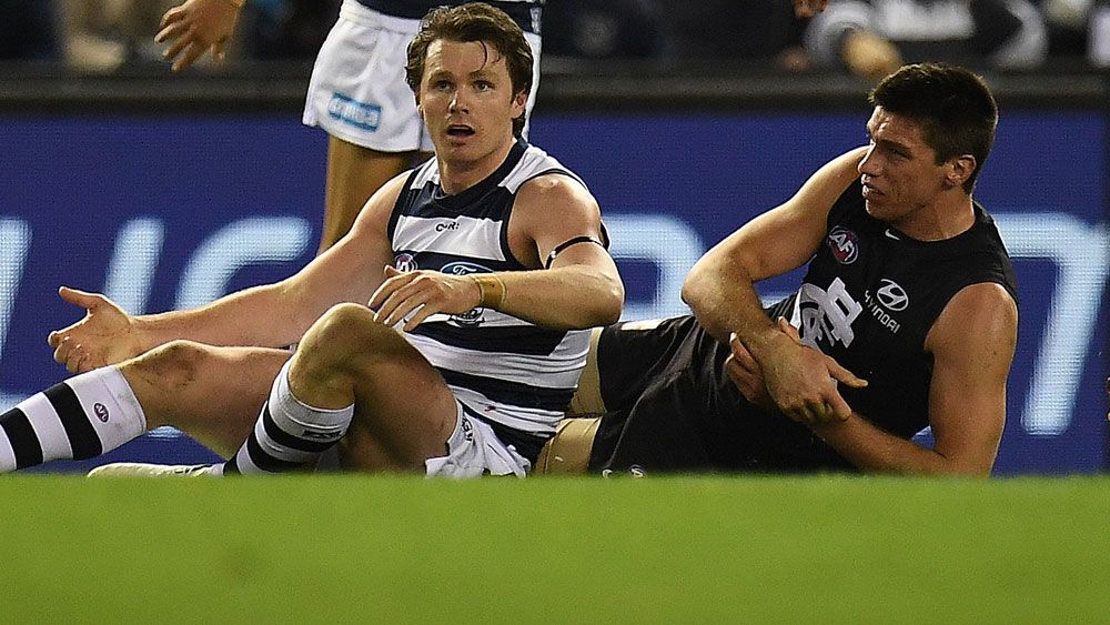 Brownlow Medal hopes of Geelong Cats star Patrick Dangerfield under threat after 'sling tackle'