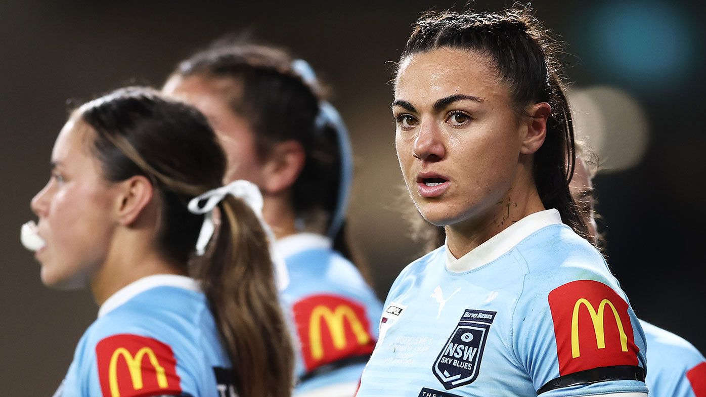 Millie Elliott pictured representing the NSW Sky Blues during the 2023 State of Origin series