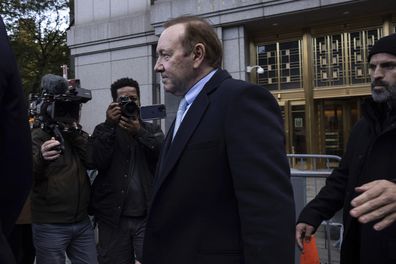 Actor Kevin Spacey leaves court in a civil lawsuit trial, Tuesday, Oct. 18, 2022, in New York.