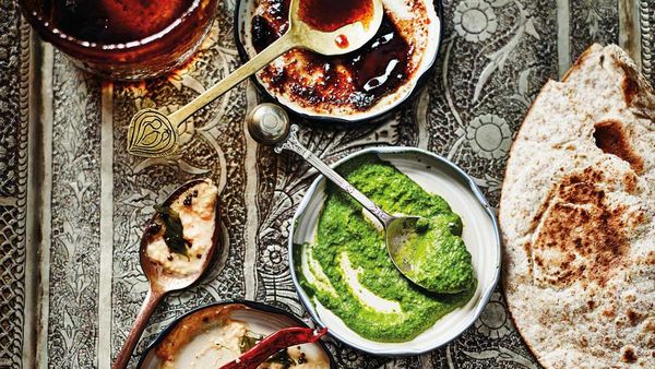 Anjum Anand's tangy herb chutney recipe, as featured in 'I Love India' cookbook