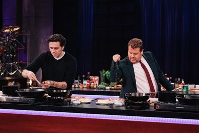 Brooklyn Beckham cooks on The Late Late Show with James Corden in February 2022