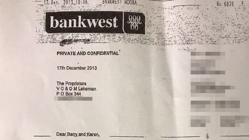 The bank denies any wrongdoing, citing a faxed letter sent to Mr Lakeman that they claim was printed at his home prior to his sensitive documents being found around 3500km away in another state.