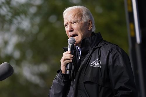 Democratic presidential candidate former Vice President Joe Biden speaks at a "Souls to the Polls" drive-in rally at Sharon Baptist Church, in Philadelphia