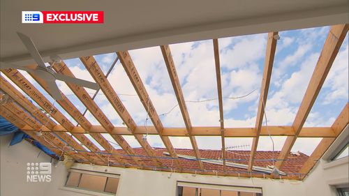 Roof from Dee Why resident's home ripped away during freak storm.