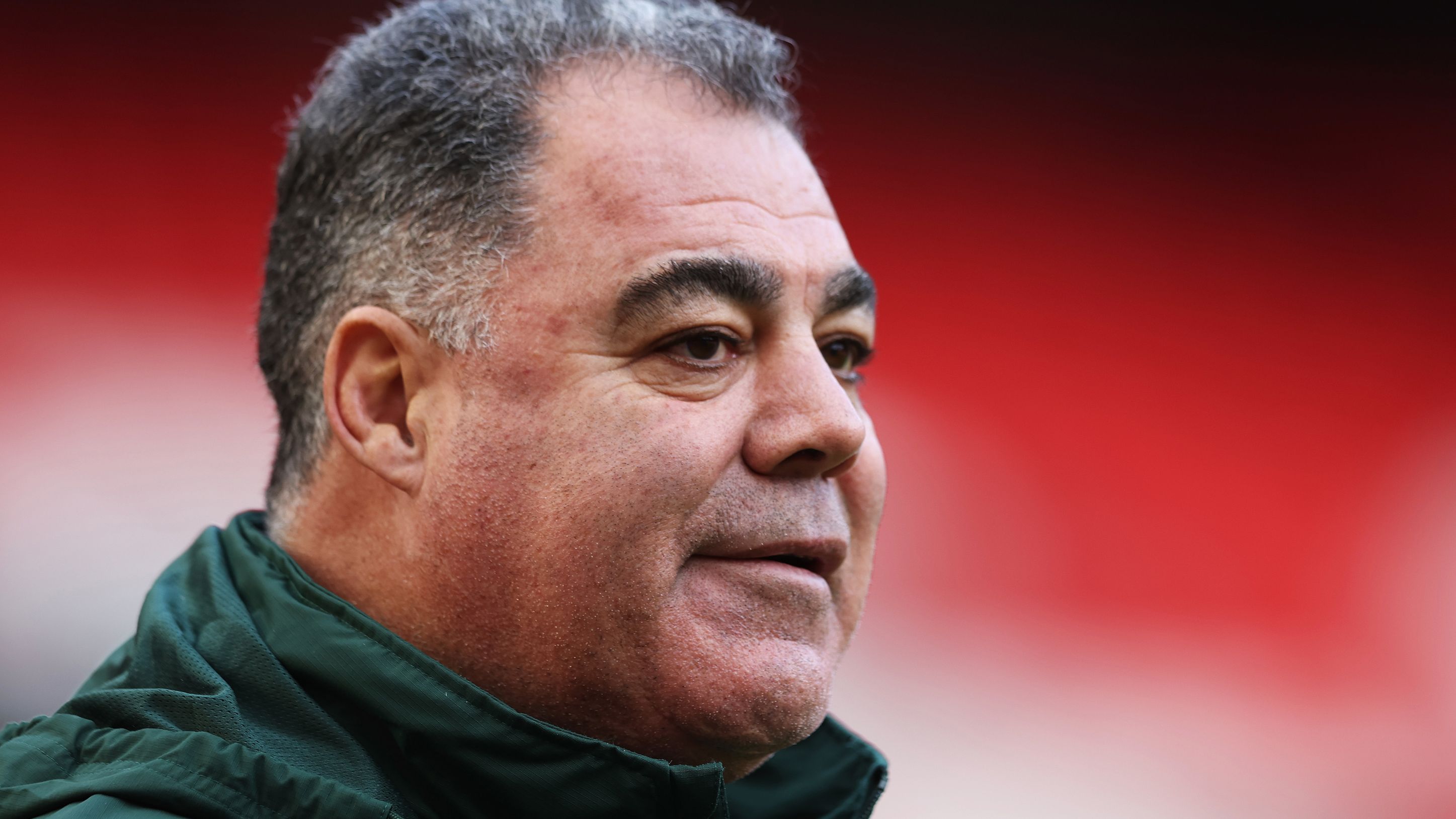 MANCHESTER, ENGLAND - NOVEMBER 18: Mal Meninga, Head Coach of Australia during the Australia Captain&#x27;s Run ahead of the Rugby League World Cup Final against Samoa at Old Trafford on November 18, 2022 in Manchester, England. (Photo by Matthew Lewis/Getty Images for RLWC)