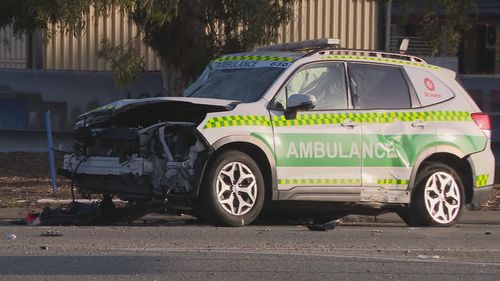 The paramedic was on his way to a top priority job when he crashed into a tree.