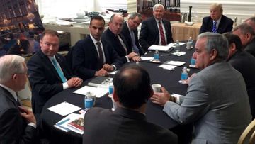 George Papadopoulos (third from left), in a meeting with now-President Donald Trump and now-Attorney General Jeff Sessions. (Instagram)