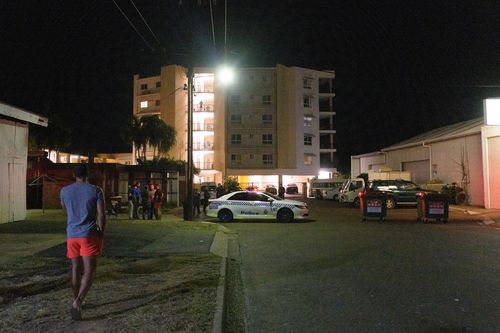 Police cordon off Palms Motel after the shooting (AAP Image/Michael Franchi).