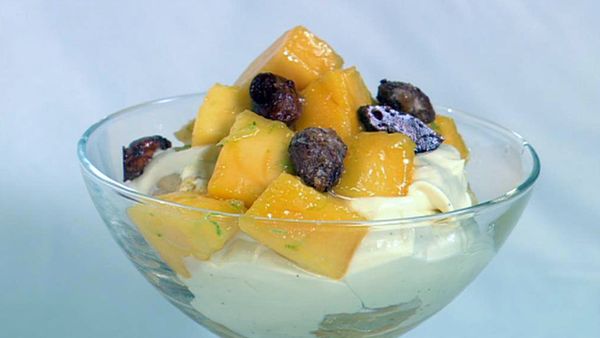 Individual mango and limoncello trifles