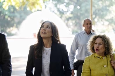 Princess Mary of Denmark, escorted by City of Sydney staff and security, tours Hyde Park, 27 April 2023